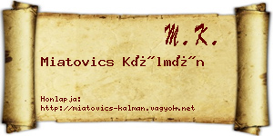 Miatovics Kálmán névjegykártya